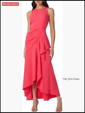 Lightweight Crepe Sleeveless High-Low Casual Dress